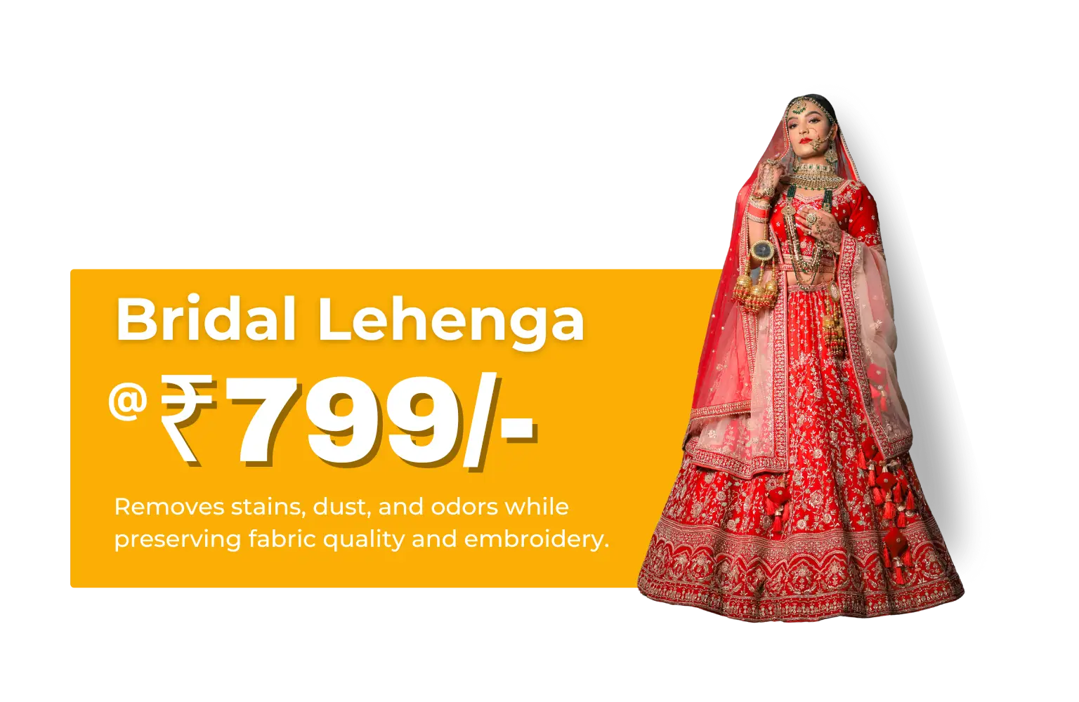 Bridal Lehenga Dry Cleaning – Premium Care for ₹799